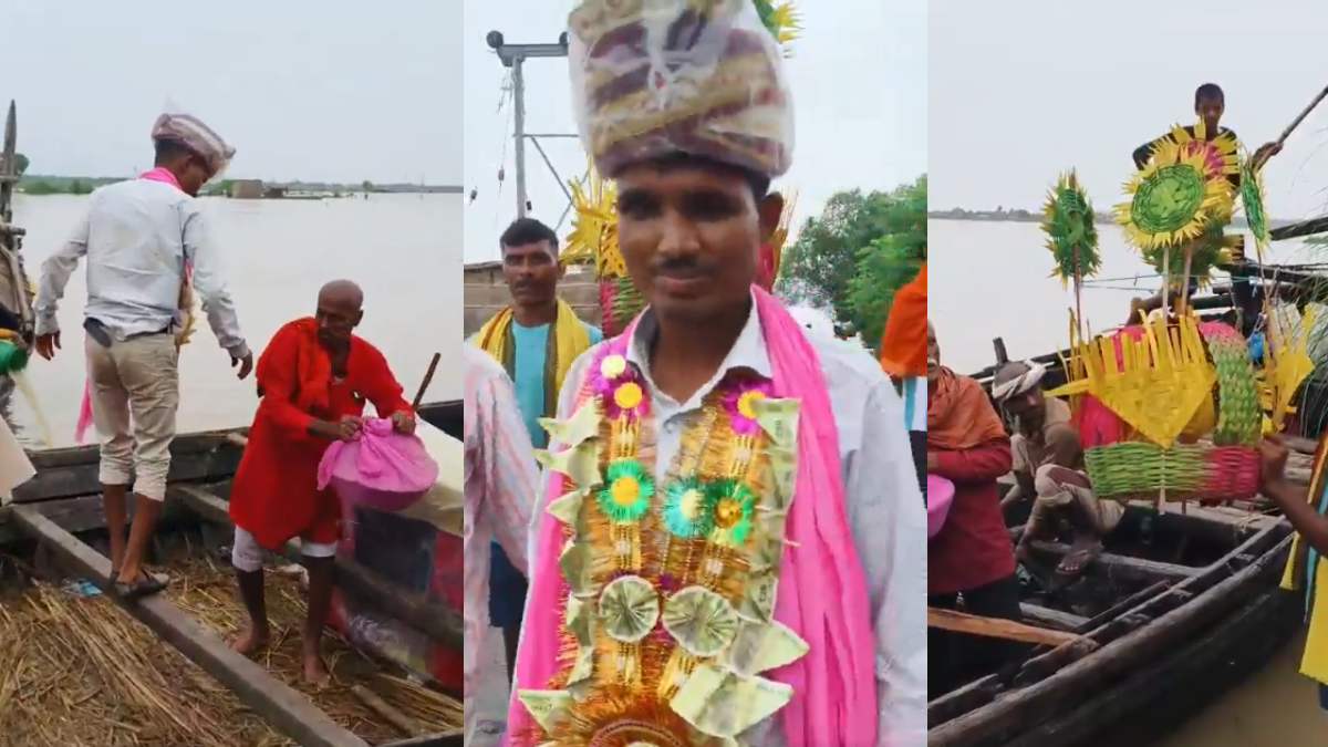 बिहार का दूल्हा, बलिया की दुल्हन: सड़क डूबी, लेकिन रिश्ता नहीं टूटा! नाव से बारात लेकर पहुंचा दूल्हा