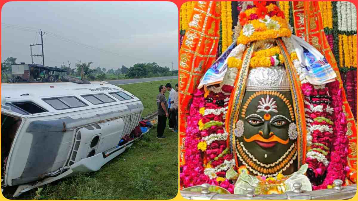 महाकाल के दर्शन करने जा रहे श्रद्धालुओं की बस पलटी, गाय को बचाने के दौरान हुआ हादसा, 16 घायल