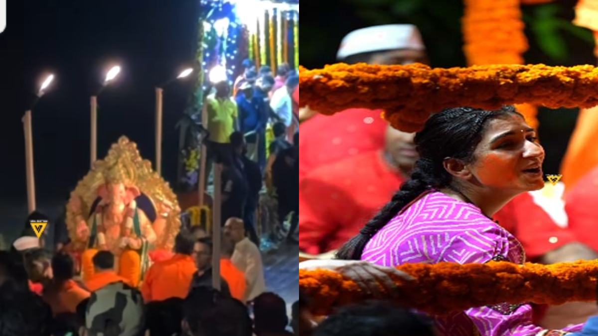 अंबानी परिवार ने धूमधाम से दी ‘एंटीलिया चा राजा’ को विदाई, प्रसाद बांटते नजर आईं Radhika Merchant …