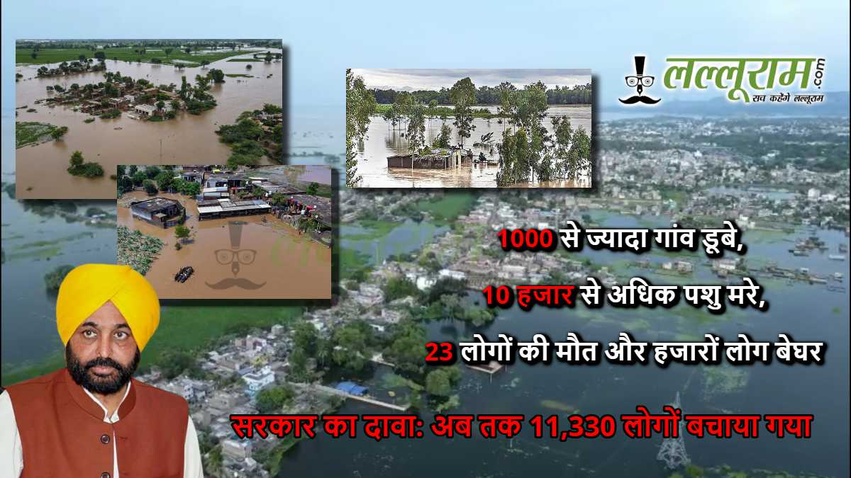 पंजाब में बाढ़ का कहर: 1000 से ज्यादा गांव डूबे, 10 हजार से अधिक पशु मरे, 23 लोगों की मौत और हजारों लोग बेघर