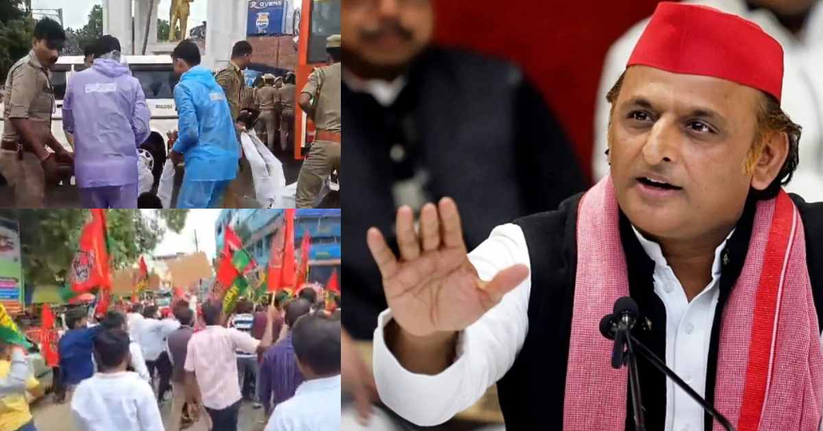 दिल्ली में अखिलेश को हिरासत में लेने का विरोध: सपा कार्यकर्ताओं ने जमकर किया प्रदर्शन