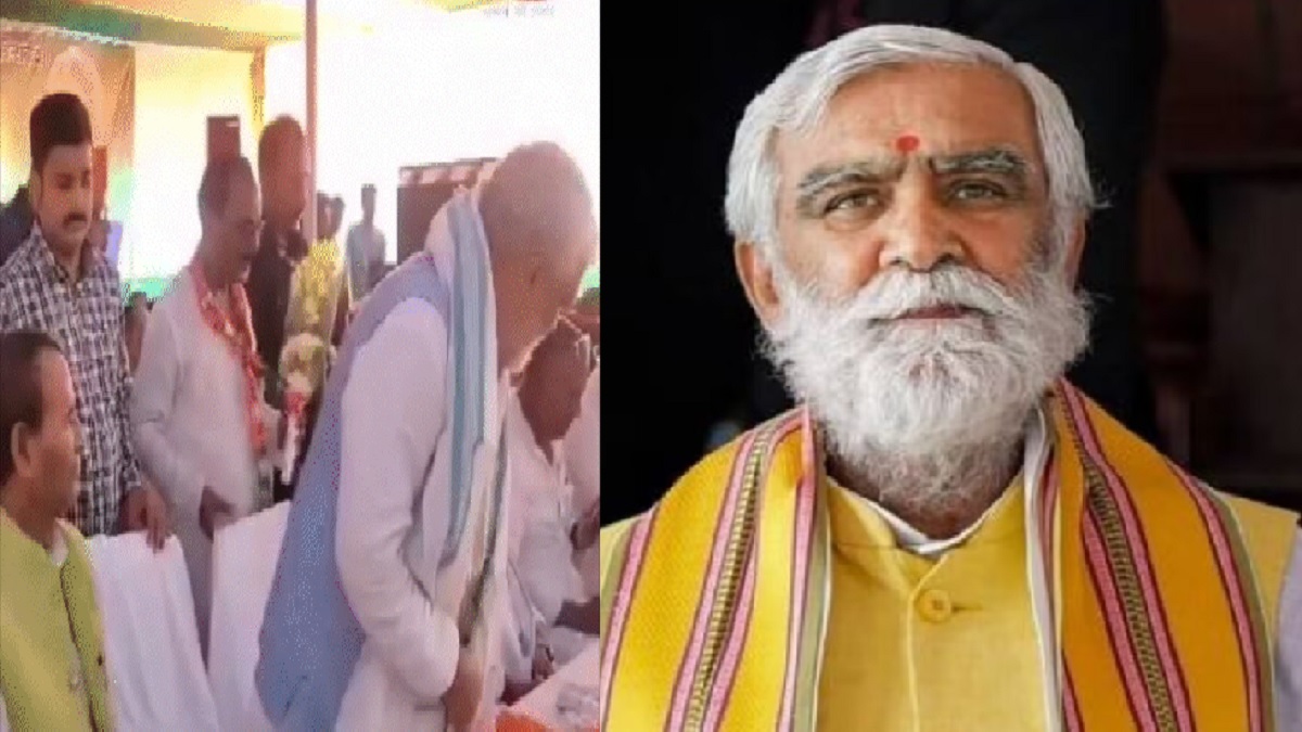 कुर्सी खिसकी और मंच पर धड़ाम से गिर पड़े अश्विनी चौबे, सोशल मीडिया पर वायरल हुआ VIDEO