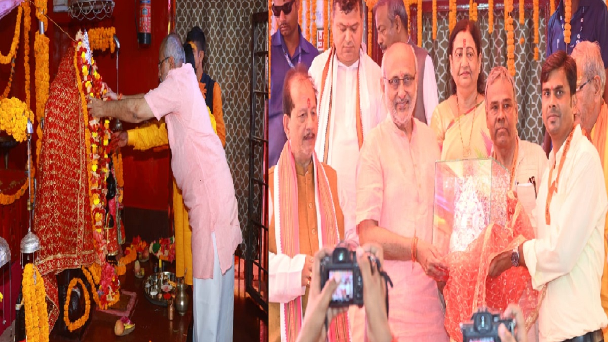 मुजफ्फरपुर: उपराष्ट्रपति सी.पी. राधाकृष्णन ने मां चामुंडा के गर्भगृह में की विशेष पूजा-अर्चना, मंदिर न्यास समिति ने भेंट किया चांदी का मुकुट
