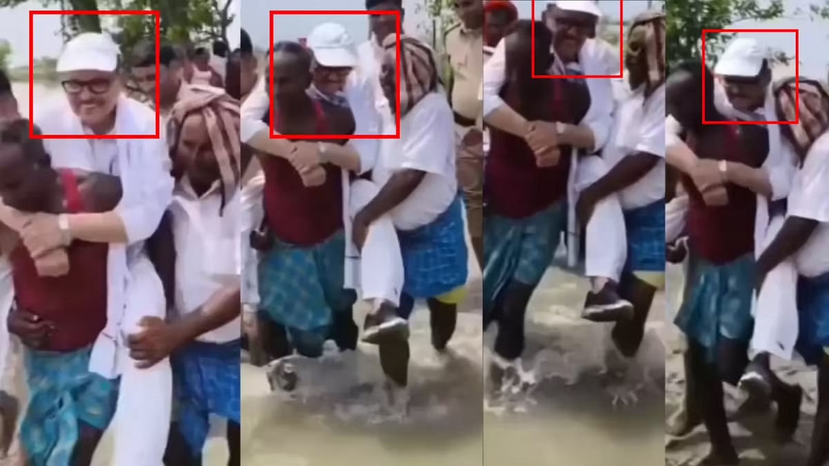 ऐसे कौन निरिक्षण करता है भाई? ट्रैक्टर से उतरे, तो जनता के कंधों पर सवार हो गए कांग्रेस सांसद तारिक अनवर, VIDEO वायरल