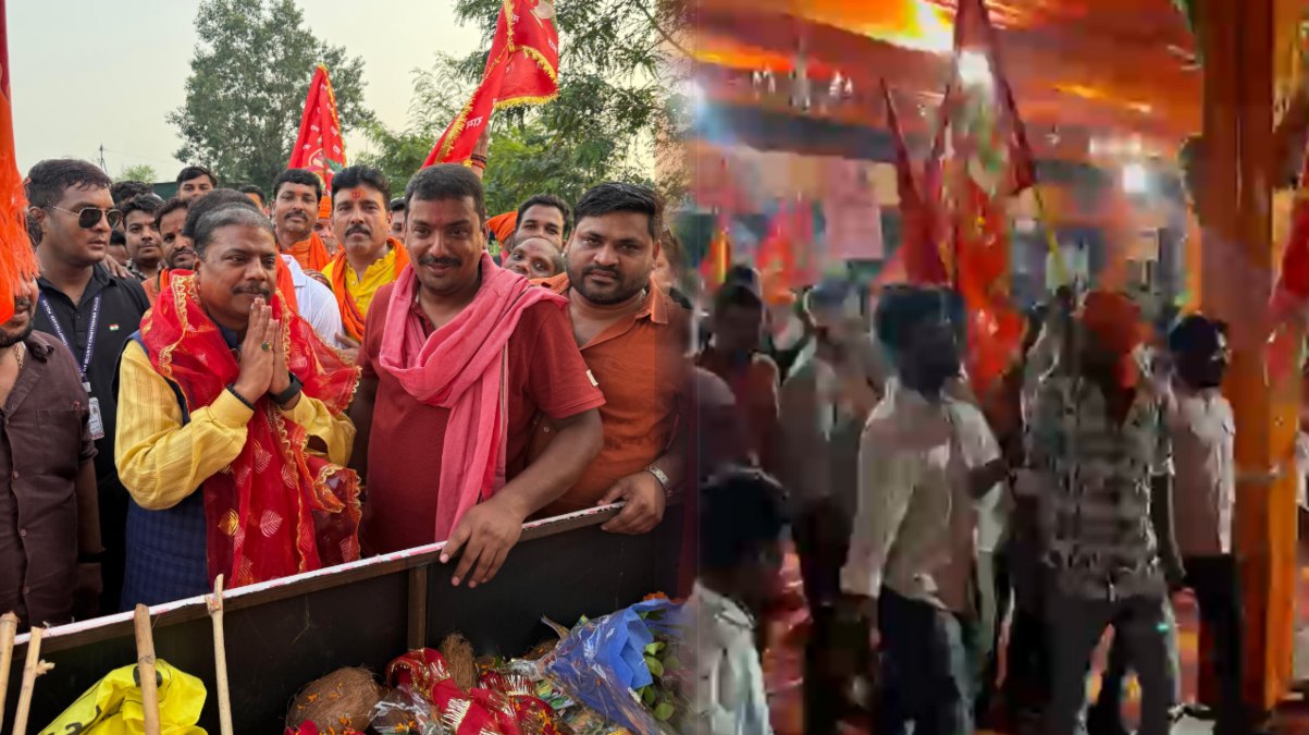 रतनपुर महामाया मंदिर में ध्वजा यात्रा का समापन : MLA सुशांत शुक्ला ने पूरी की 200 किमी की पदयात्रा, मंत्री कश्यप भी हुए शामिल