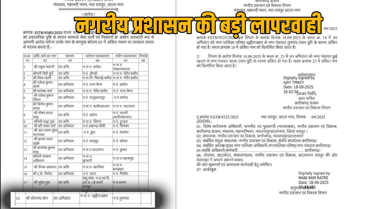 दो महीने बाद हुआ मृत उप अभियंता का ट्रांसफर, नगरीय प्रशासन की बड़ी लापरवाही आई सामने…