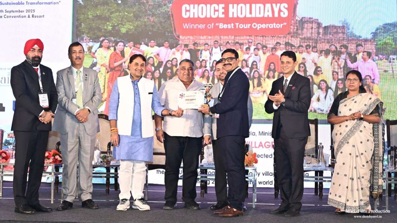 चॉइस हॉलीडेज को छत्तीसगढ़ टूरिज्म बोर्ड द्वारा आयोजित ‘सेंट्रल इंडिया कनेक्ट मार्केटप्लेस 2025’ में “बेस्ट टूर ऑपरेटर” पुरस्कार से नवाजा गया