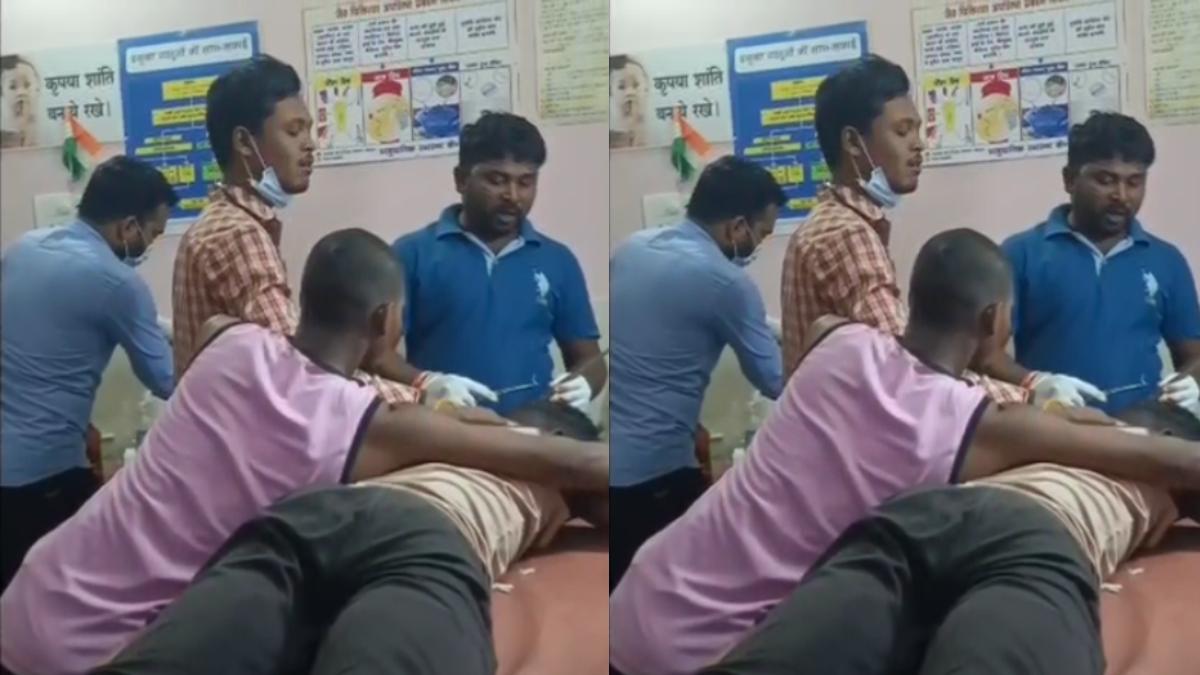 स्वास्थ्य विभाग की गंभीर लापरवाही: सरकारी अस्पताल में एंबुलेंस ड्राइवर ने मरीज को लगाया टांका, फोटो वायरल होते BMO ने की जांच टीम गठित, CMHO बोले- FIR भी होगी
