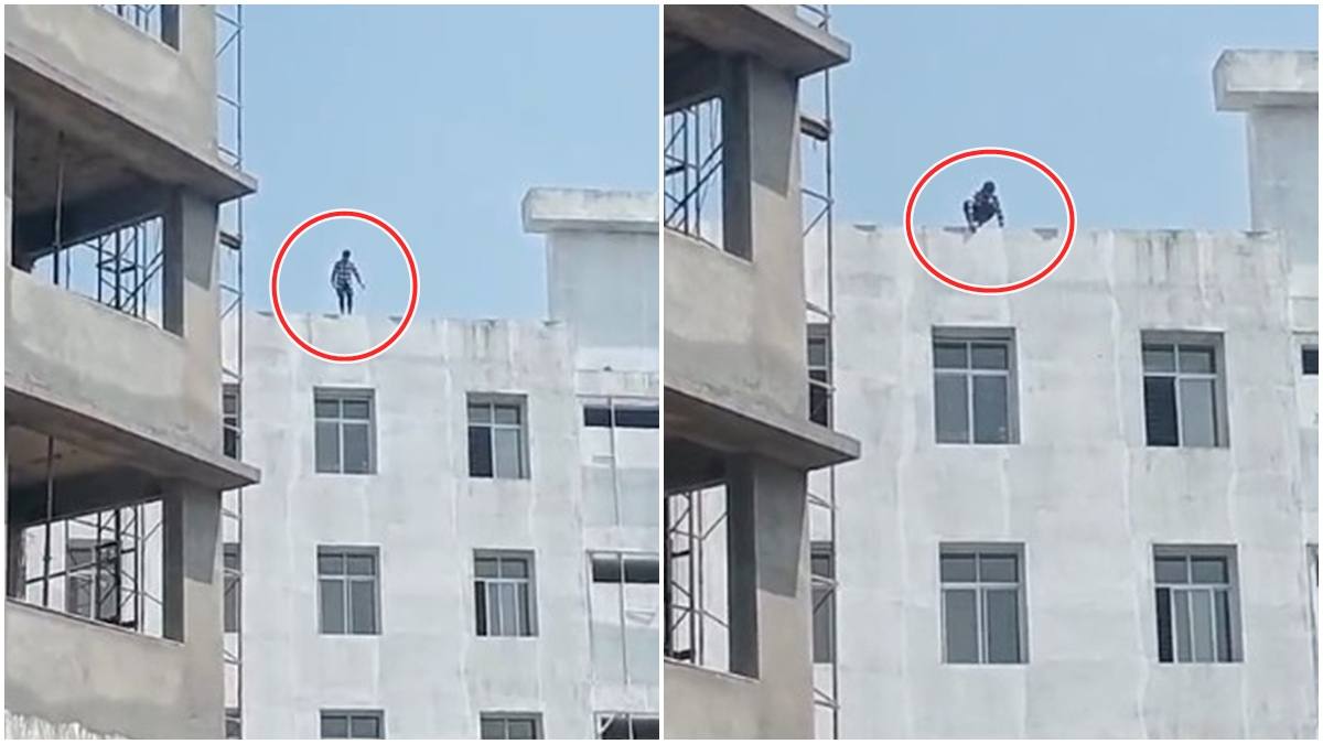 पिता की मौत से डिप्रेशन में गया युवक: निर्माणाधीन बिल्डिंग पर चढ़कर की आत्महत्या की कोशिश, Video वायरल 