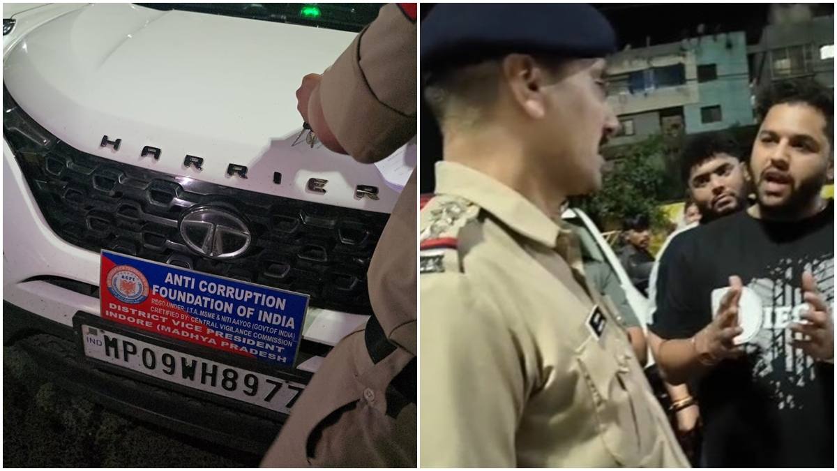 इंदौर पुलिस का सख्त एक्शन: गाड़ी पर लगी ‘एंटी करप्शन फाउंडेशन ऑफ इंडिया’ की प्लेट हटाई, खुद को नेशनल प्रेसिडेंट बताने वाले पर ड्रिंक एंड ड्राइव का चालान, वाहन जब्त