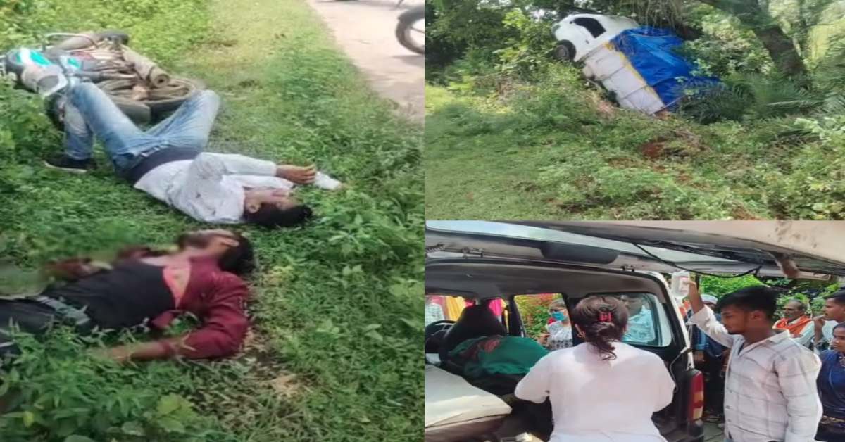 नरसिंहपुर में एक की मौत, बाल-बाल बची गर्भवती महिला: तेज रफ्तार पिकअप ने बाइक को मारी टक्कर, पति-पत्नी का हाथ टूटा
