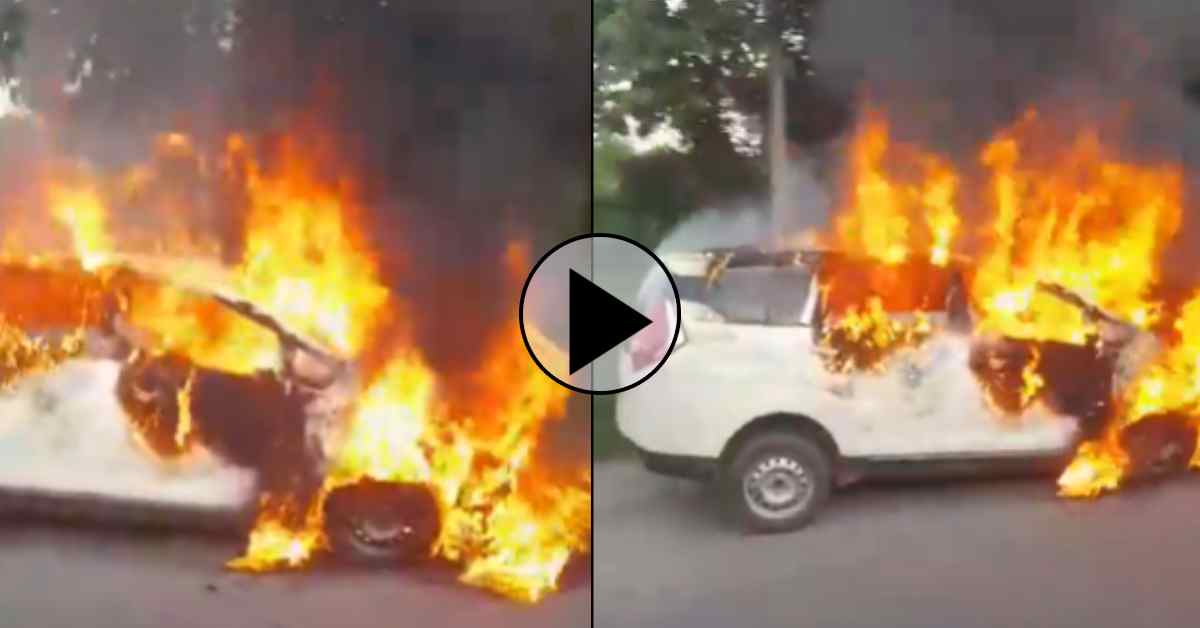 चलती कार में अचानक लगी आग: कार सवारों ने लगाई छलांग, फिर जो हुआ…