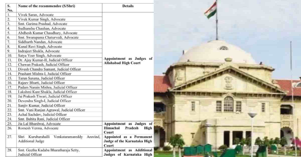 इलाहाबाद HC को एक साथ मिले 24 जज: 10 वकीलों को बनाया गया न्यायाधीश, देखें लिस्ट