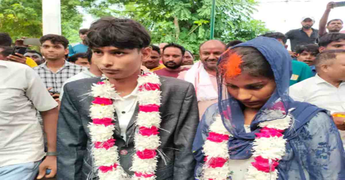 गोंडा में प्यार की जीत: परिजनों ने मंदिर में कराई प्रेमी-प्रेमिका की शादी, गांववाले बने साक्षी
