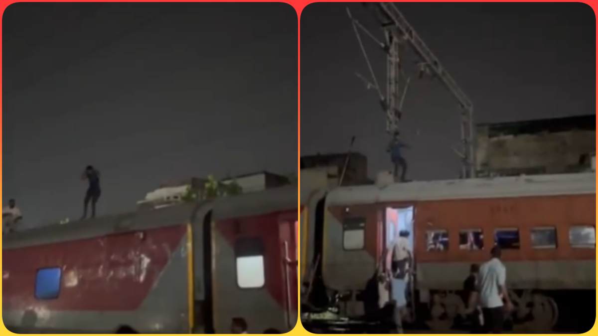 रेलवे स्टेशन में हंगामा, प्लेटफॉर्म पर खड़ी ट्रेन के ऊपर चढ़ गया युवक, मौके पर पहुंची पुलिस ने उतारा