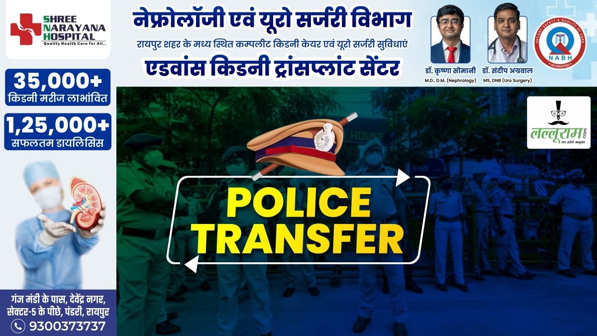 Raipur Police Transfer : रायपुर पुलिस विभाग में बड़ा फेरबदल, 6 थाना प्रभारियों का तबादला, SSP ने जारी किया आदेश