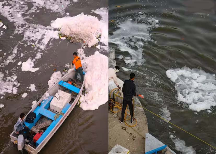 छठ से पहले यमुना में बढ़ी पानी की रफ्तार, हरियाणा ने खोले हथनीकुंड बैराज के गेट, यमुना के किनारे गंदगी बरकरार, छलका श्रद्धालुओं का दर्द