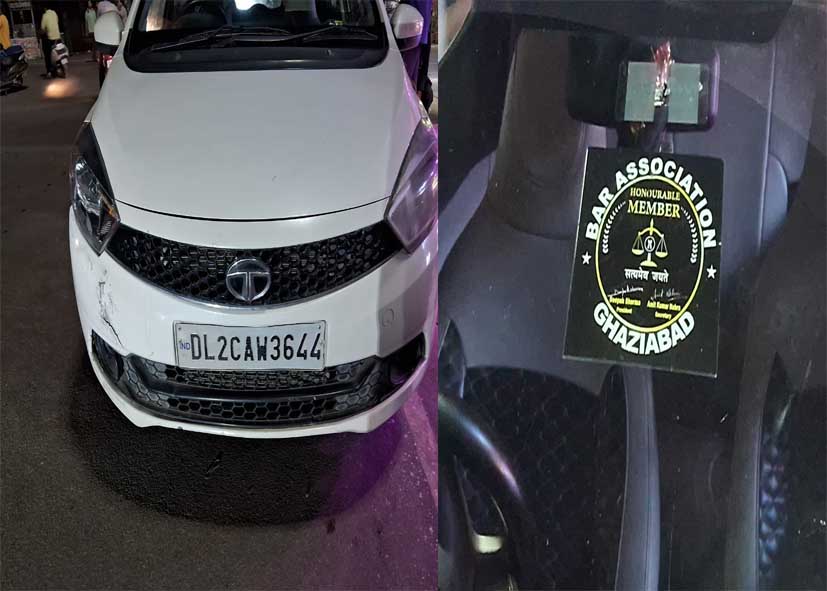 बार एसोसिएशन का Logo लगी बेकाबू कार का कहर, वाहनों को मारी टक्कर, कई घायल