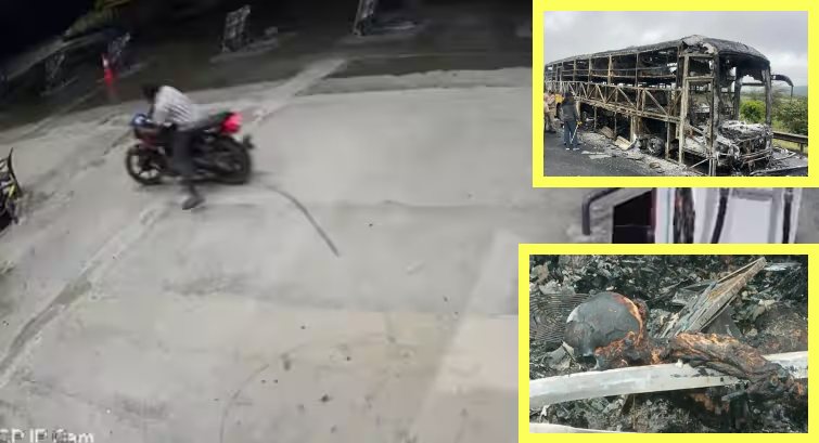 कुरनूल बस हादसे से पहले का CCTV वीडियो वायरल, नशे में थे बाइक सवार : दावा- बस में रखे 234 स्मार्ट फोन में ब्लास्ट से भड़की आग; ड्राइवर, क्लीनर गिरफ्तार