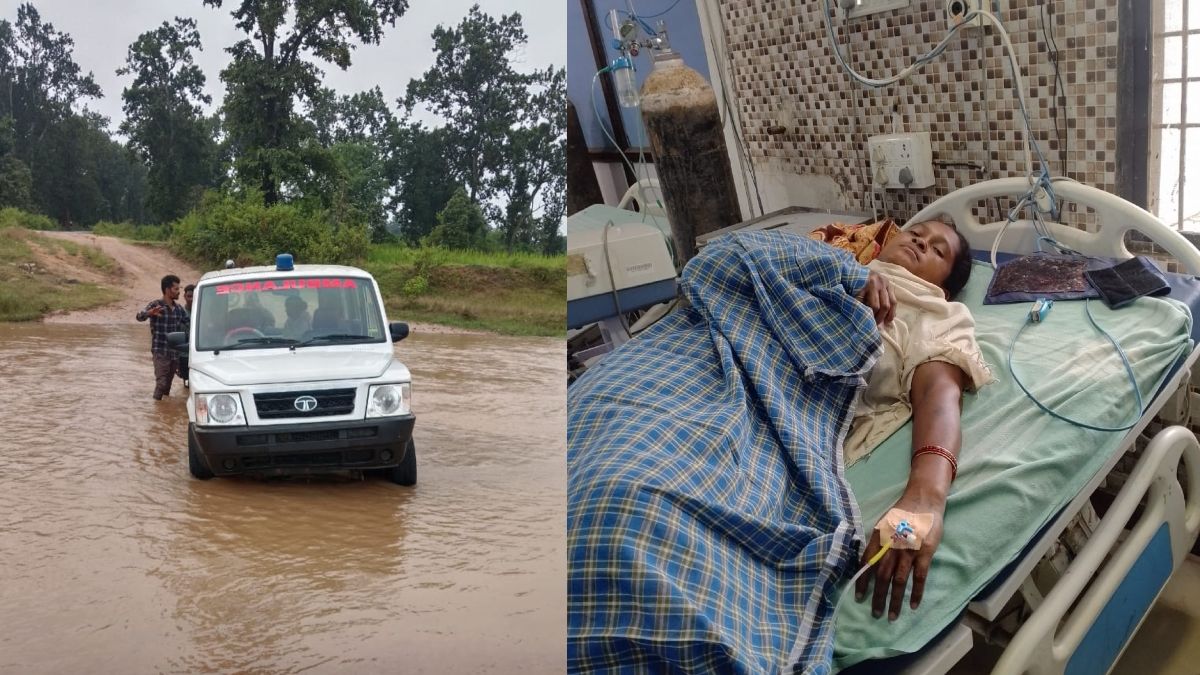 CG News : ग्रामीण इलाकों में बुनियादी सुविधाओं की कमी, सर्पदंश पीड़िता को लेकर अस्पताल जा रही एंबुलेंस नाले में फंसी