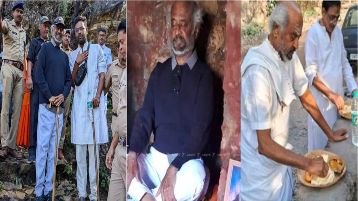 उत्तराखंड भ्रमण पर निकले Rajinikanth, महावतार बाबाजी गुफा में लगाया ध्यान, सड़क किनारे पत्तल पर खाया खाना …