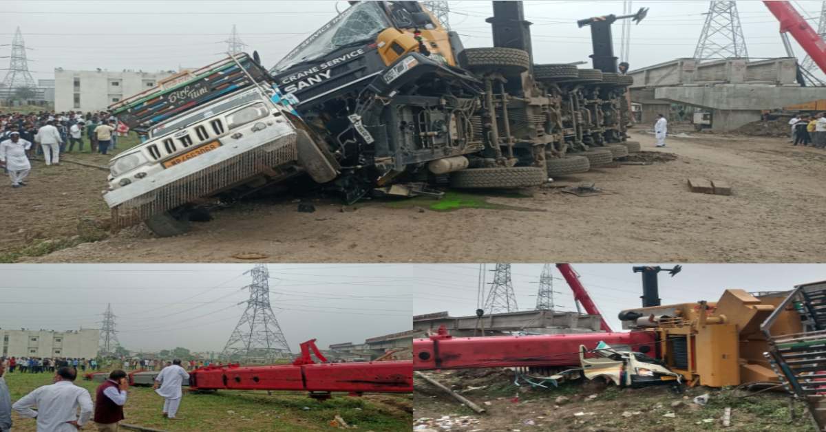 धार में बड़ा हादसा: पीथमपुर में गिरी क्रेन, पिकअप चकनाचूर, 2 लोगों के दबे होने की आशंका