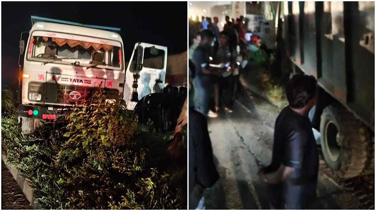तेज रफ्तार हाइवा ने बाइक सवार परिवार को मारी टक्कर: दर्दनाक हादसे में महिला और बच्ची की मौत, युवक गंभीर घायल 