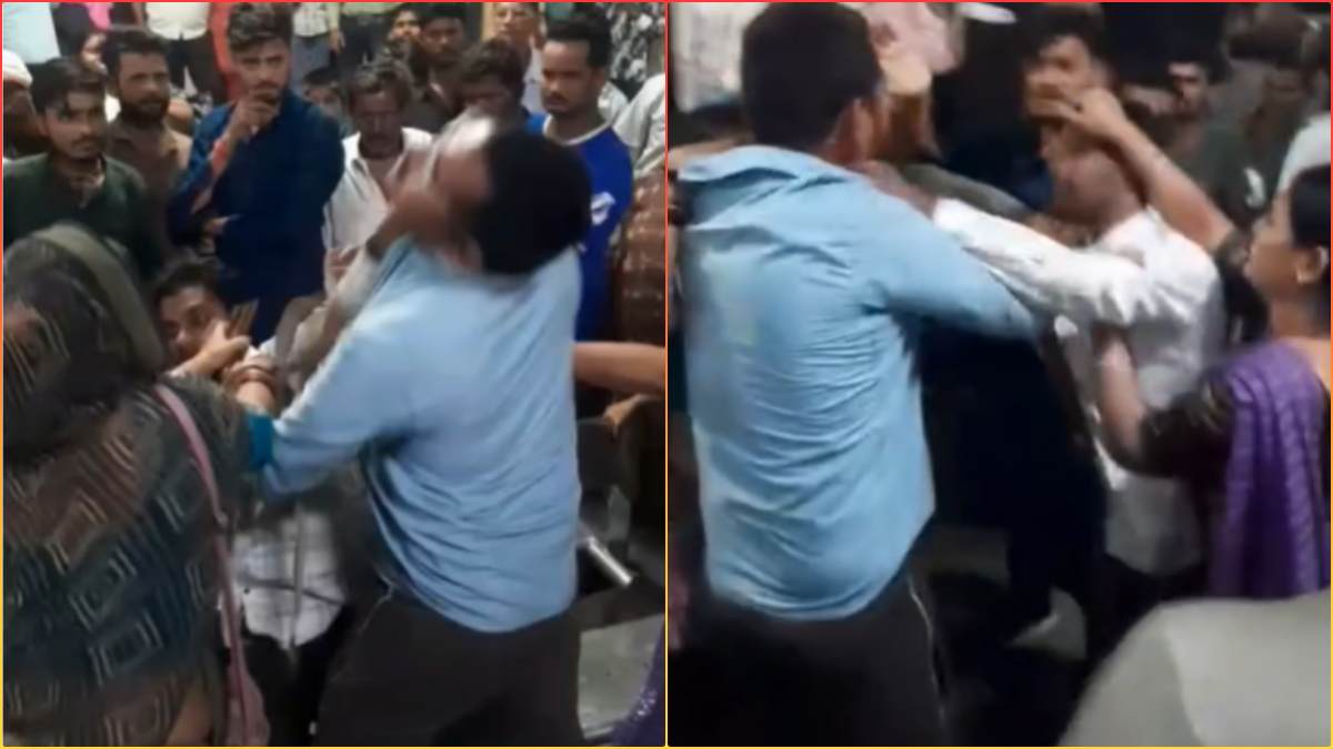 रेलवे स्टेशन में दे दनादन: 2 यात्रियों में जमकर चले लात-घूंसे, Video Viral