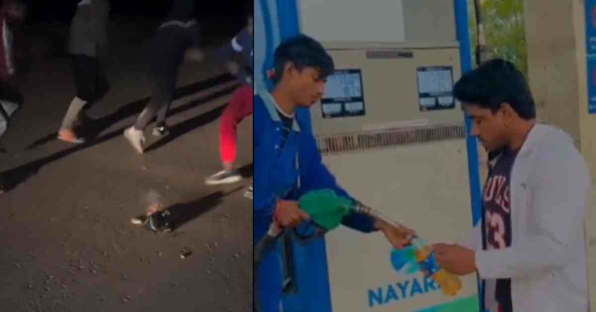 दिवाली में फोड़े पेट्रोल बम: बीच सड़क पर धमाका कर बनाई रील, VIDEO वायरल