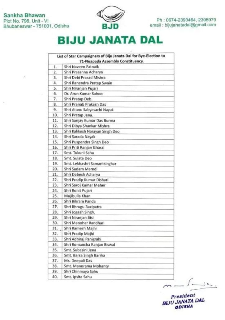 BJD Nuapada by-election 2025