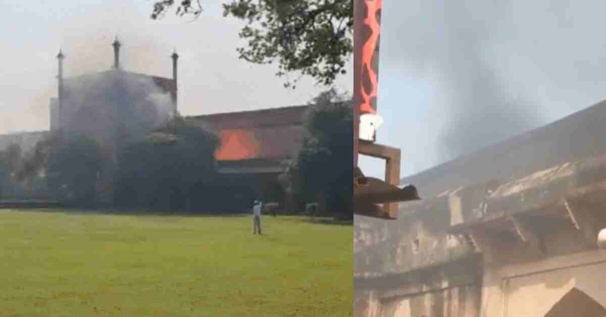 ताजमहल में लगी आग: चारों ओर फैला धुएं का गुबार, एलटी लाइन के ज्वाइंटर में हुआ शॉर्ट सर्किट