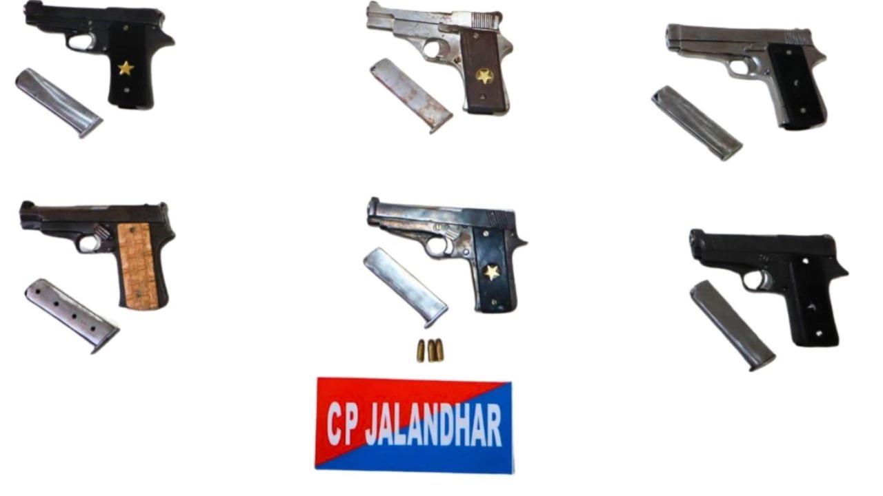 जालंधर पुलिस को मिली बड़ी सफलता, भगवानपुरिया गैंग के तीन बदमाशों से 6 और पिस्तौल बरामद