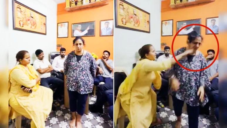 MNS कार्यकर्ताओं की गुंडागर्दी का शिकार हुई बुजुर्ग महिला, हिंदी बोलने पर ऑफिस में बुलाकर मारा थप्पड़; VIDEO VIRAL