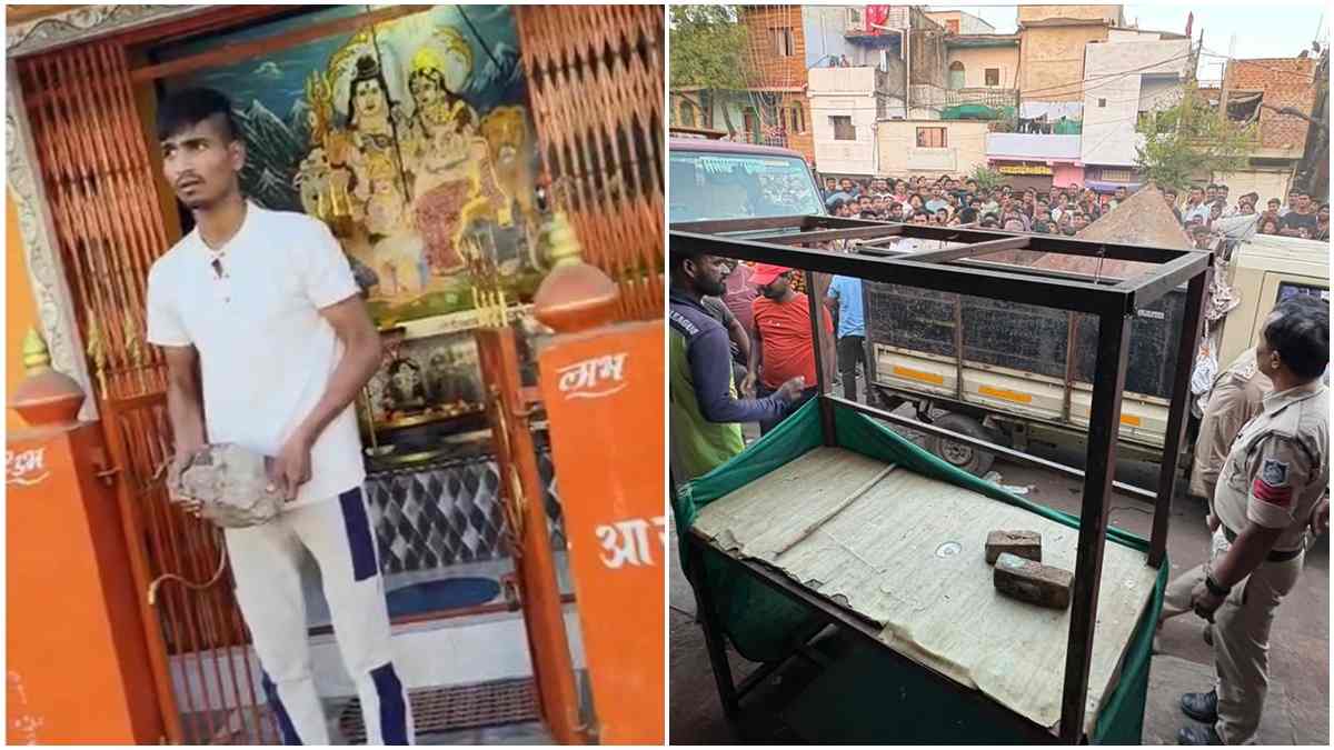 भगवान शंकर के मंदिर में तोड़फोड़: मांस विक्रेता वासिद गिरफ्तार; दुकान पर चला बुलडोजर, हिंदू संगठनों ने किया प्रदर्शन