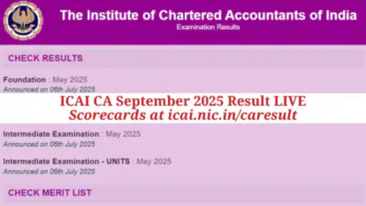 ICAI result CA Result september 2025 : आज जारी किए जाएंगे CA फाइनल, इंटरमीडिएट और फाउंडेशन के परीक्षा परिणाम, ऐसे चेक करें रिजल्ट …