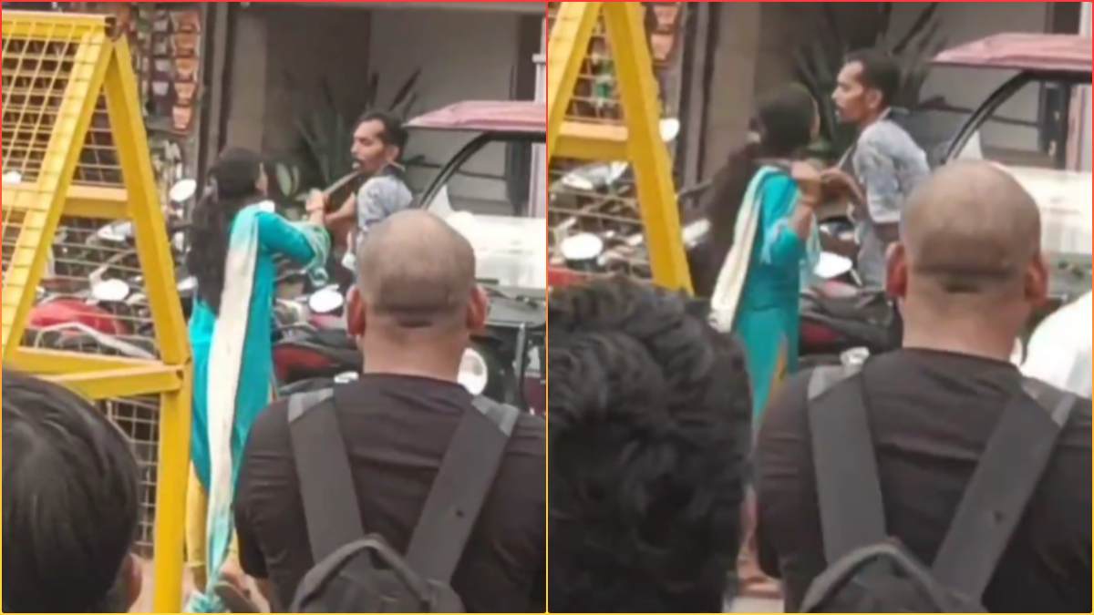 Narmadapuram: रेलवे स्टेशन के बाहर महिला का आतंक, चाकू लहराते हुए युवक को धमकाया, Video Viral